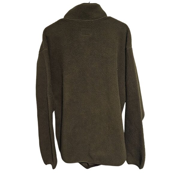 Goodfellow & Co Sherpa Snap Pullover Mens Large Olive Green Soft Cozy Warm Layer - Picture 2 of 5
